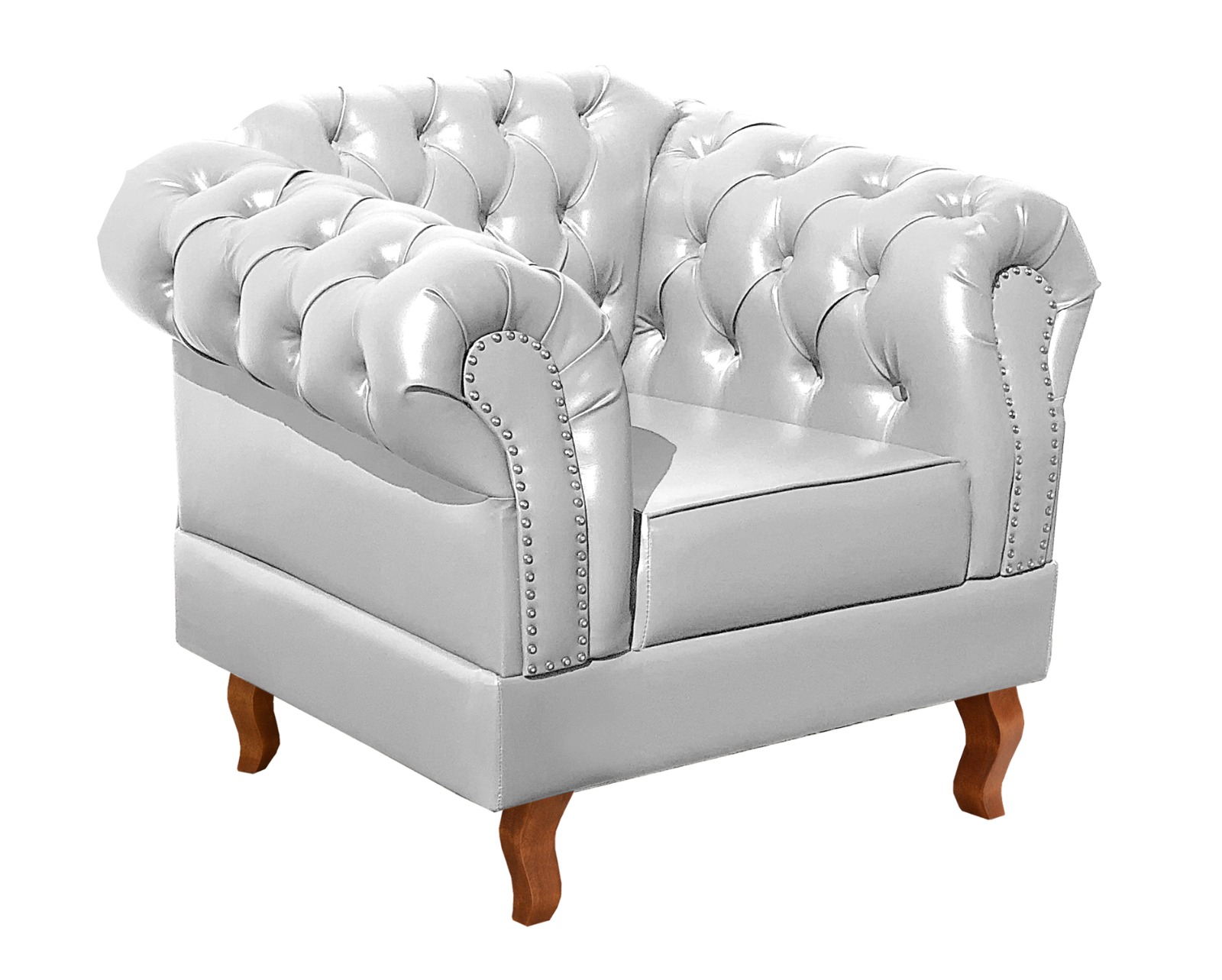 Conjunto Sofá Chesterfield 3 Lugares E 2 Poltronas Dom Pedro - Couríssimo Branco