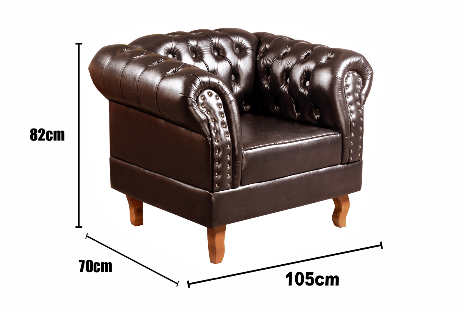 Conjunto Sofá Chesterfield 3 Lugares E 2 Poltronas Dom Pedro - Couríssimo Café