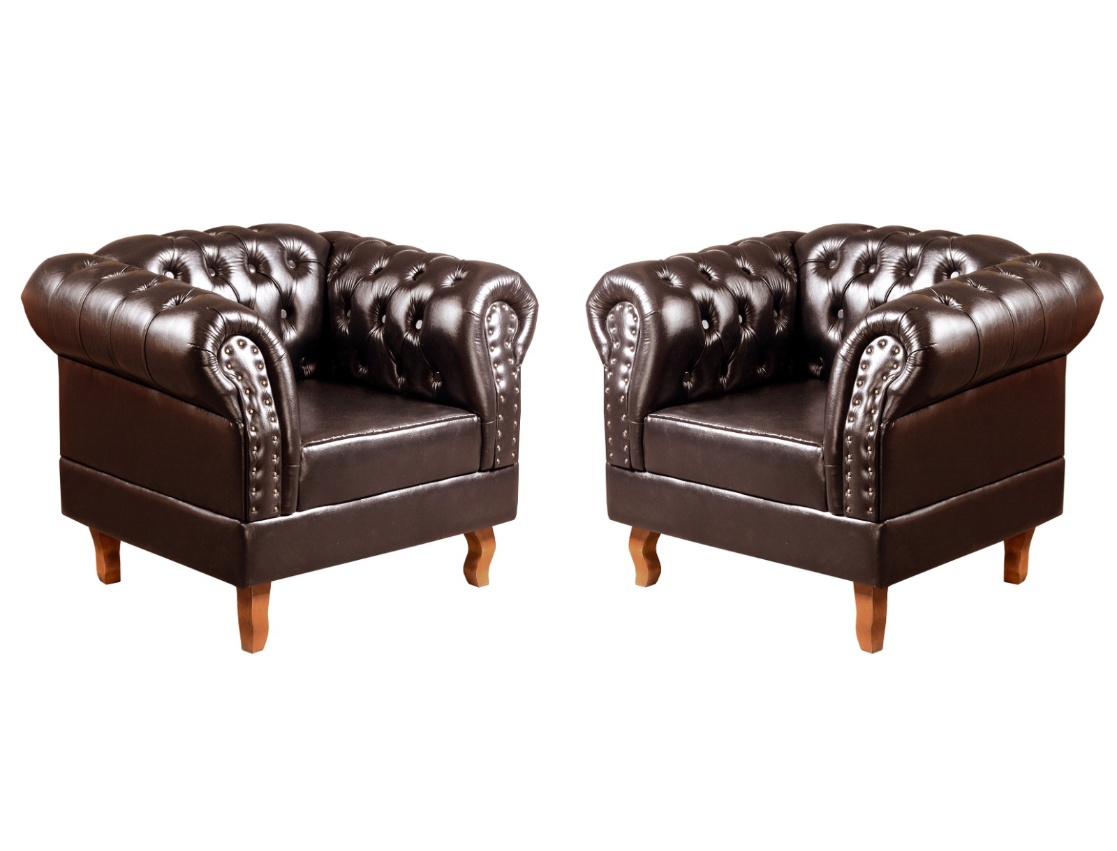 Conjunto Sofá Chesterfield 3 Lugares E 2 Poltronas Dom Pedro - Couríssimo Café