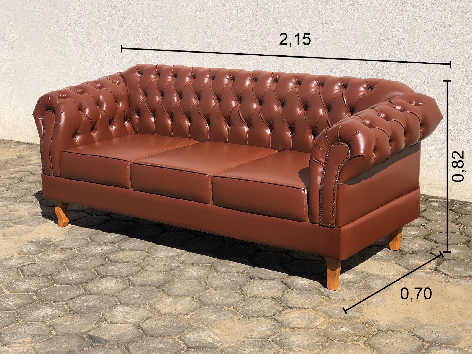 Conjunto Sofá Chesterfield 3 Lugares E 2 Poltronas Dom Pedro - Couríssimo Caramelo