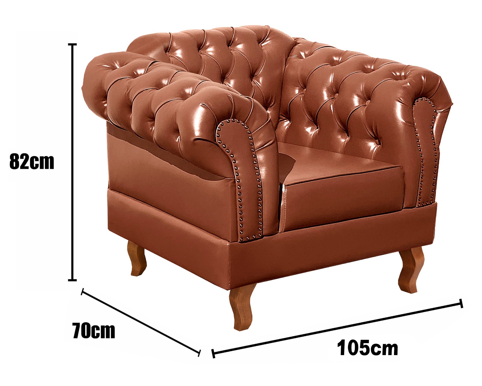 Conjunto Sofá Chesterfield 3 Lugares E 2 Poltronas Dom Pedro - Couríssimo Caramelo