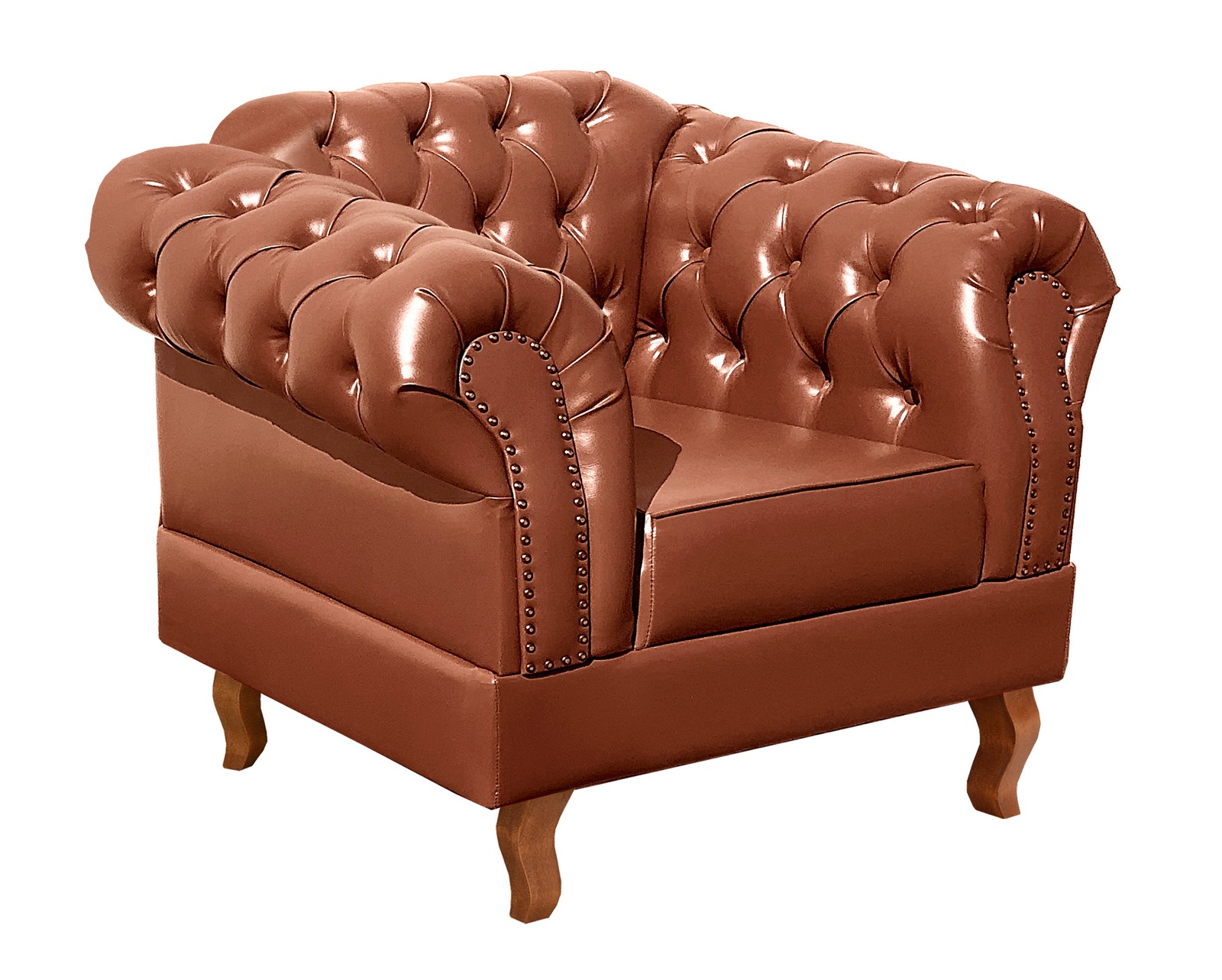 Conjunto Sofá Chesterfield 3 Lugares E 2 Poltronas Dom Pedro - Couríssimo Caramelo