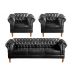 Conjunto Sofá Chesterfield 3 Lugares E 2 Poltronas Dom Pedro - Couríssimo Preto