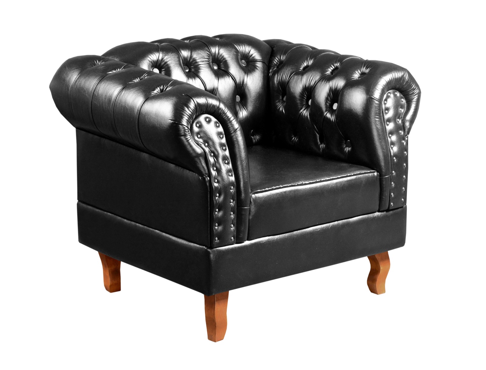 Conjunto Sofá Chesterfield 3 Lugares E 2 Poltronas Dom Pedro - Couríssimo Preto