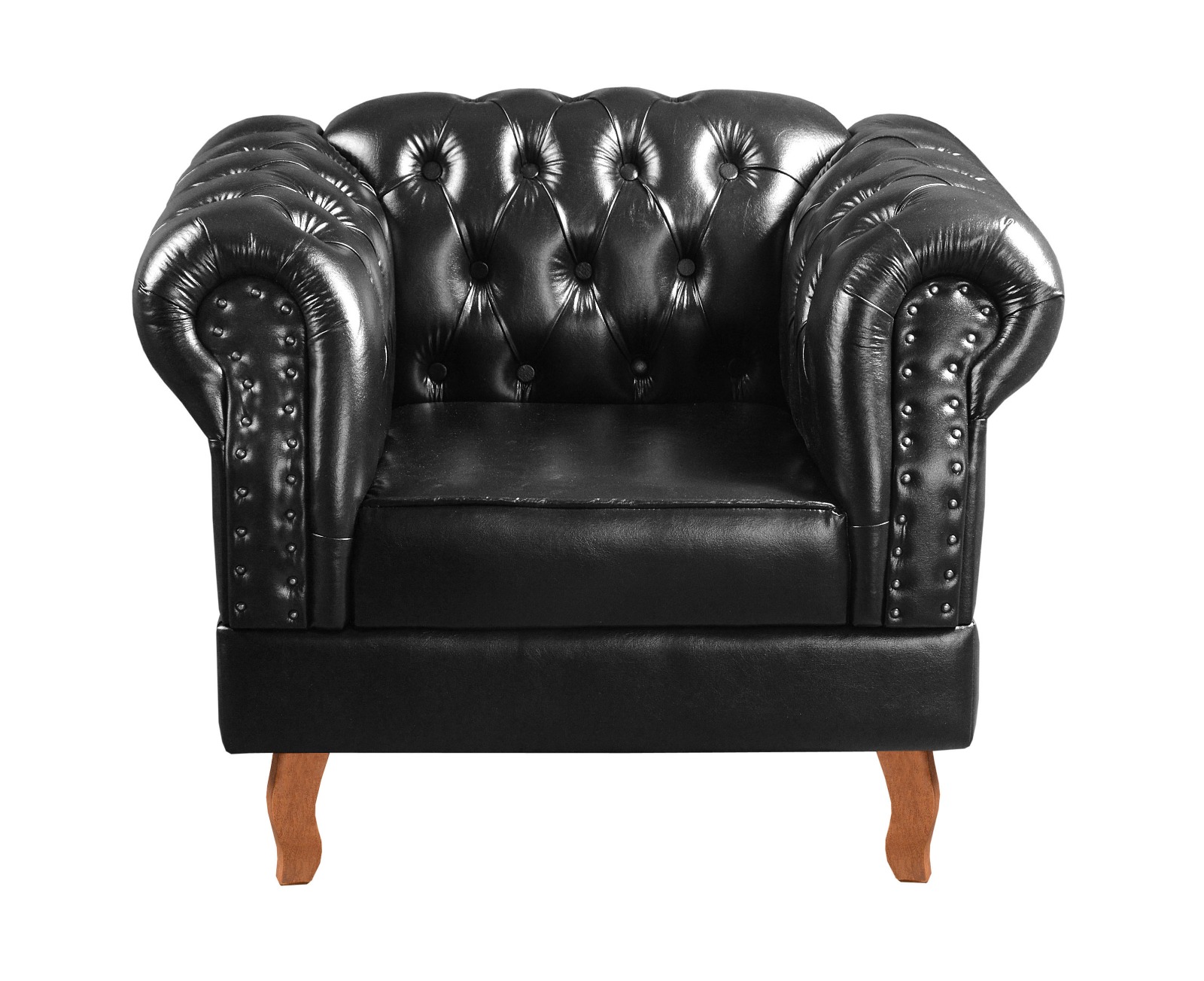 Conjunto Sofá Chesterfield 3 Lugares E 2 Poltronas Dom Pedro - Couríssimo Preto