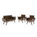 Conjunto de Poltronas Decorativas Bella Opala 3 Peças - Capuccino C/ Marrom
