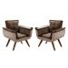 Conjunto de Poltronas Decorativas Bella Opala 3 Peças - Capuccino C/ Marrom