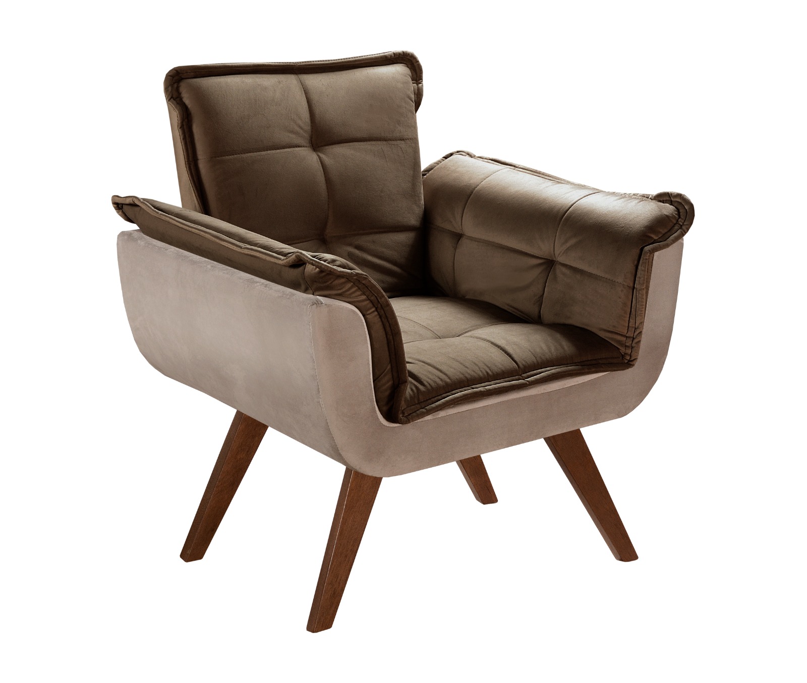 Conjunto de Poltronas Decorativas Bella Opala 3 Peças - Capuccino C/ Marrom