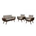 Conjunto de Poltronas Decorativas Bella Opala 3 Peças - Marrom C/ Capuccino