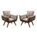 Conjunto de Poltronas Decorativas Bella Opala 3 Peças - Marrom C/ Capuccino