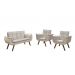 Conjunto de Poltronas Decorativas Bella Opala 3 Peças - Suede Bege