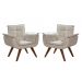 Conjunto de Poltronas Decorativas Bella Opala 3 Peças - Suede Bege