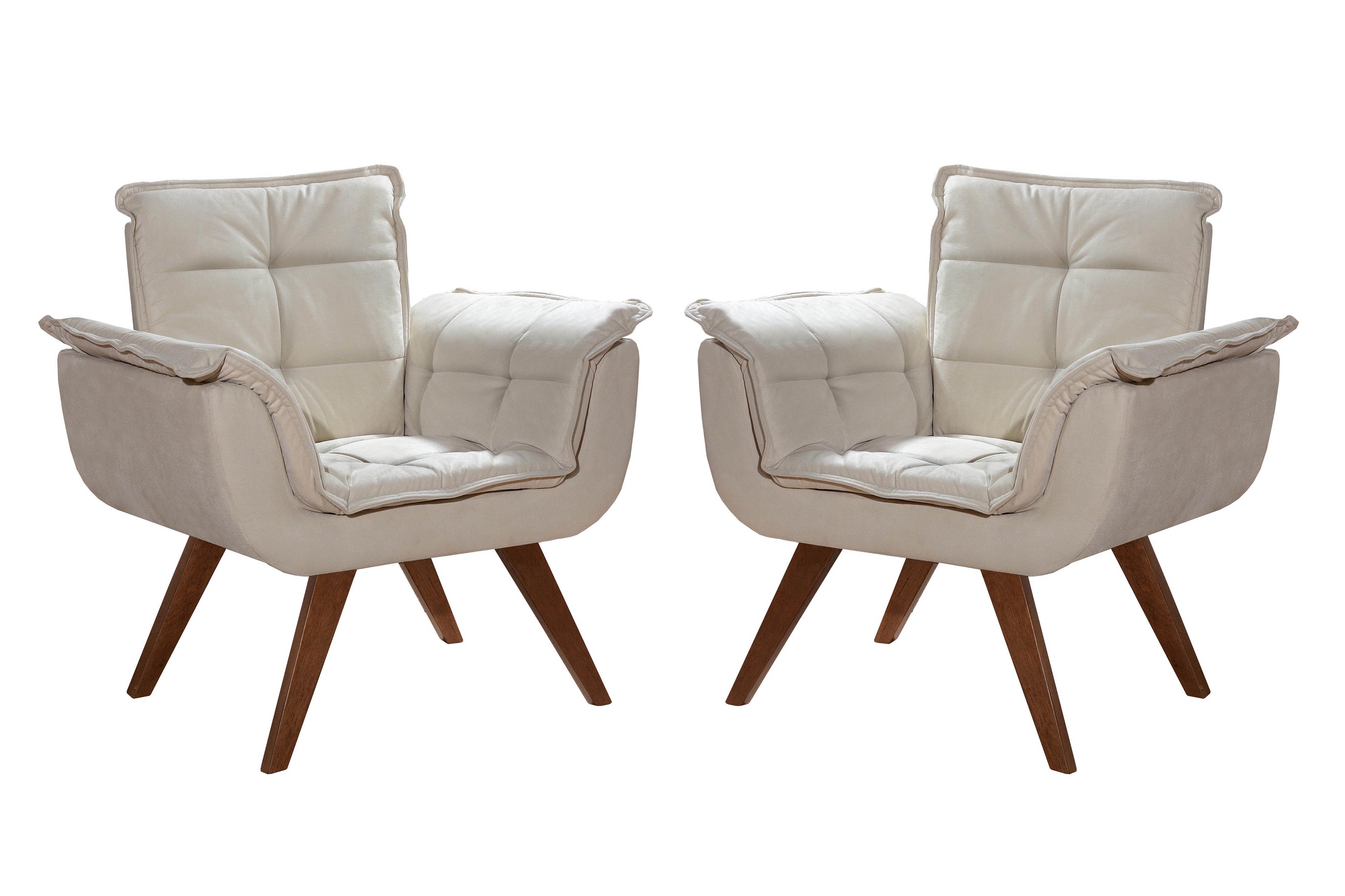 Conjunto de Poltronas Decorativas Bella Opala 3 Peças - Suede Bege