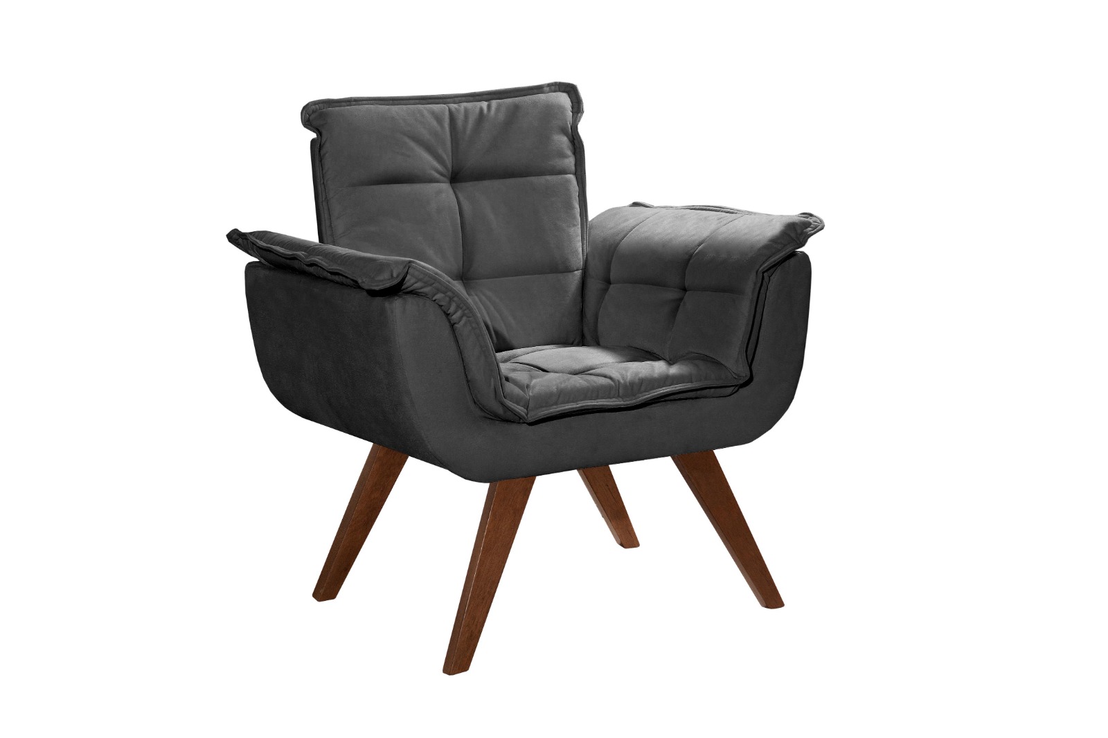 Conjunto de Poltronas Decorativas Bella Opala 3 Peças - Suede Cinza
