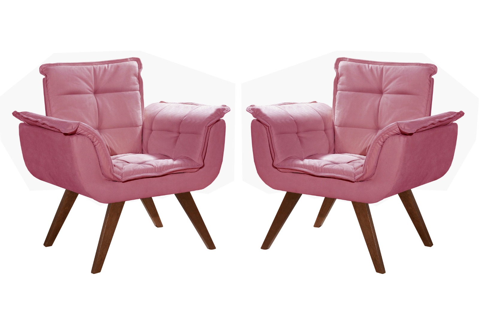 Conjunto de Poltronas Decorativas Bella Opala 3 Peças - Suede Rosa