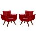 Conjunto de Poltronas Decorativas Bella Opala 3 Peças - Suede Vermelho