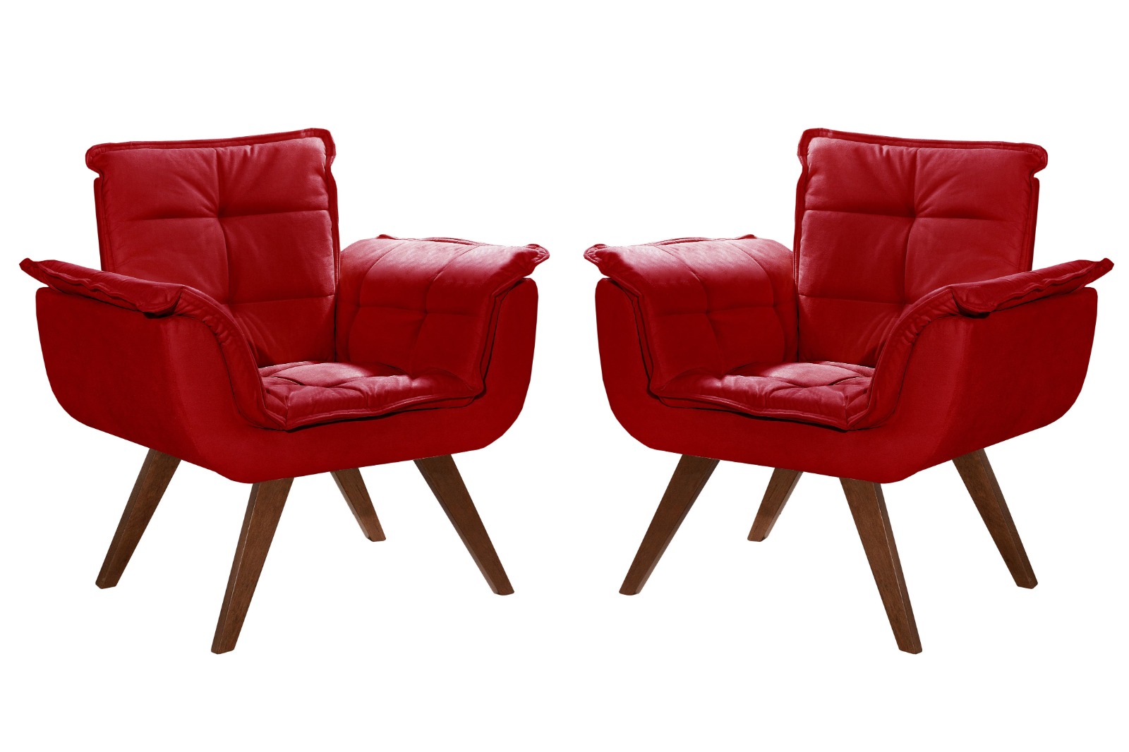 Conjunto de Poltronas Decorativas Bella Opala 3 Peças - Suede Vermelho