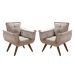 Conjunto de Poltronas Decorativas Bella Opala 3 Peças - Veludo Capuccino