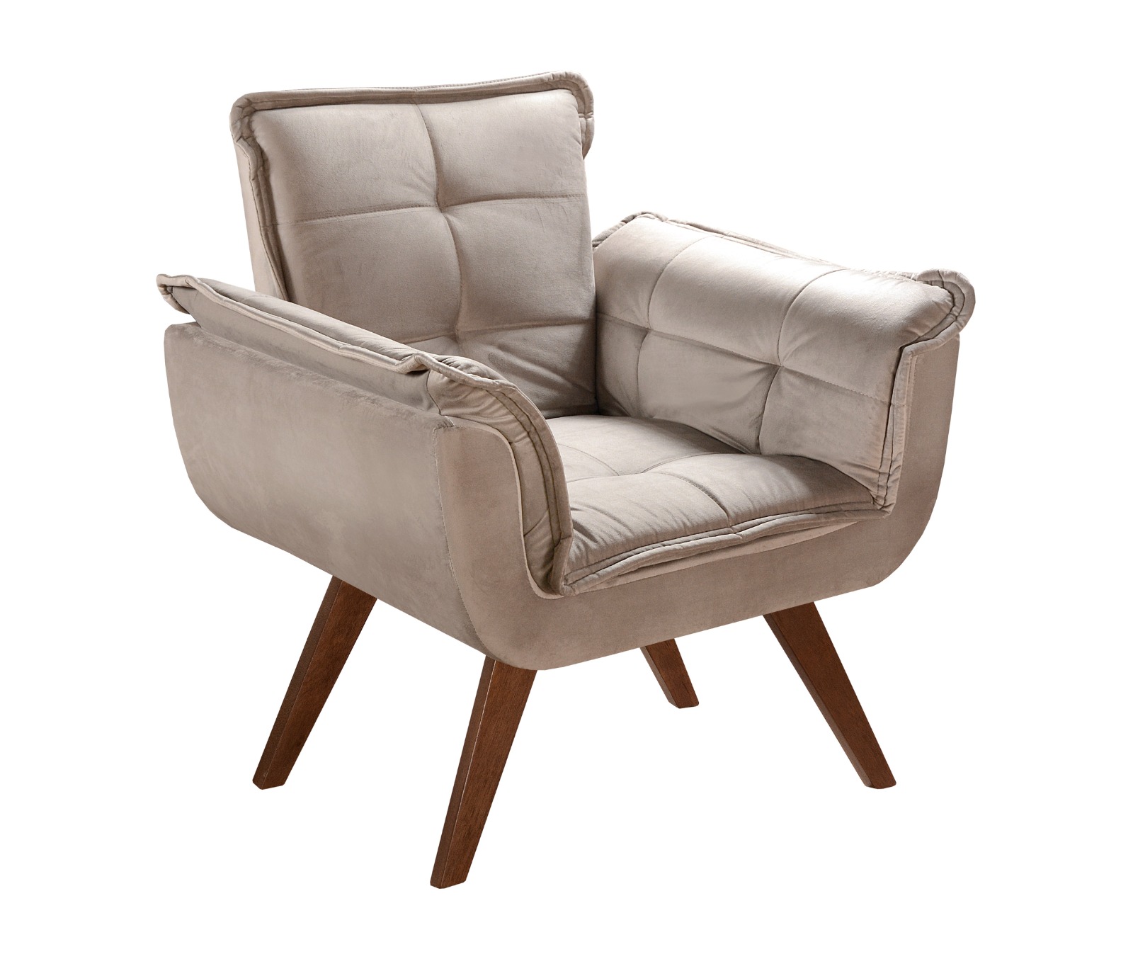Conjunto de Poltronas Decorativas Bella Opala 3 Peças - Veludo Capuccino