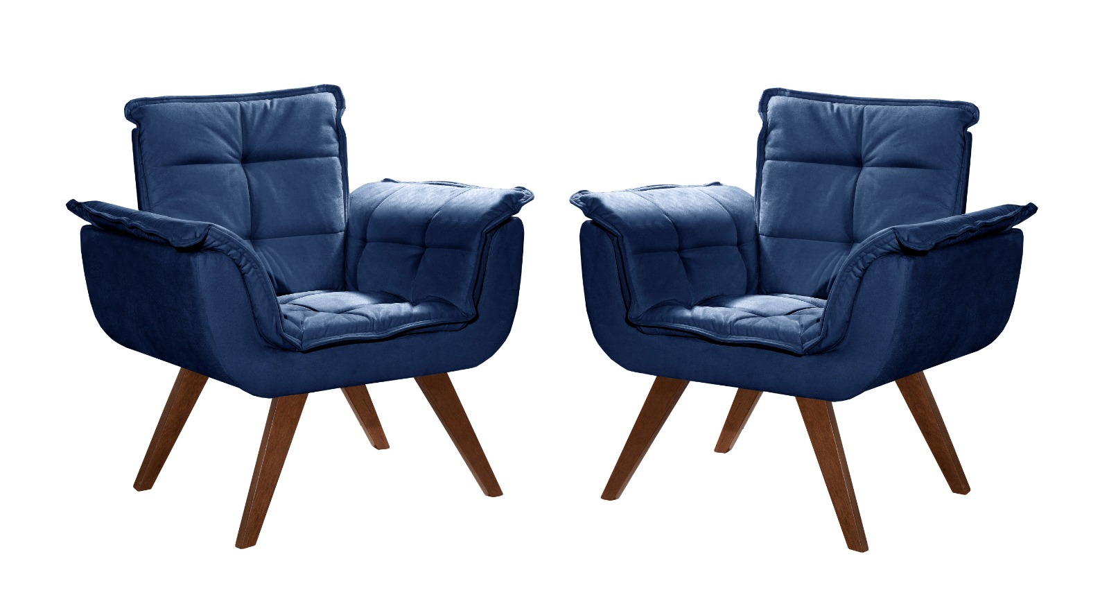Kit 02 Poltronas Bella Opala - Suede Azul Marinho