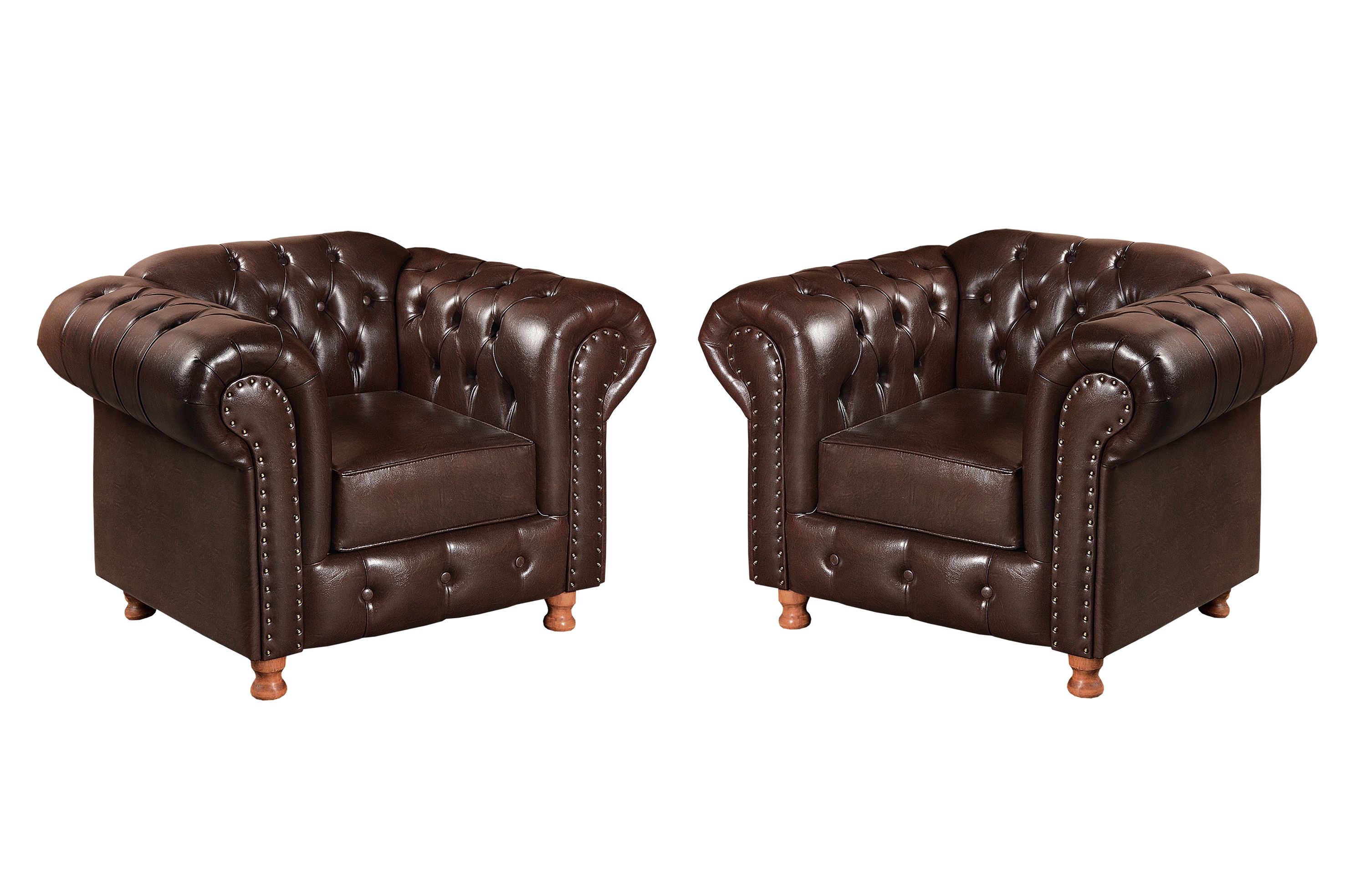 Kit 02 Poltronas Decorativa Chesterfield Capitonê Luís Xv - Couríssimo Café