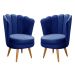 Kit 02 Poltronas Decorativa Pétala Pés Palito - Suede Azul Marinho