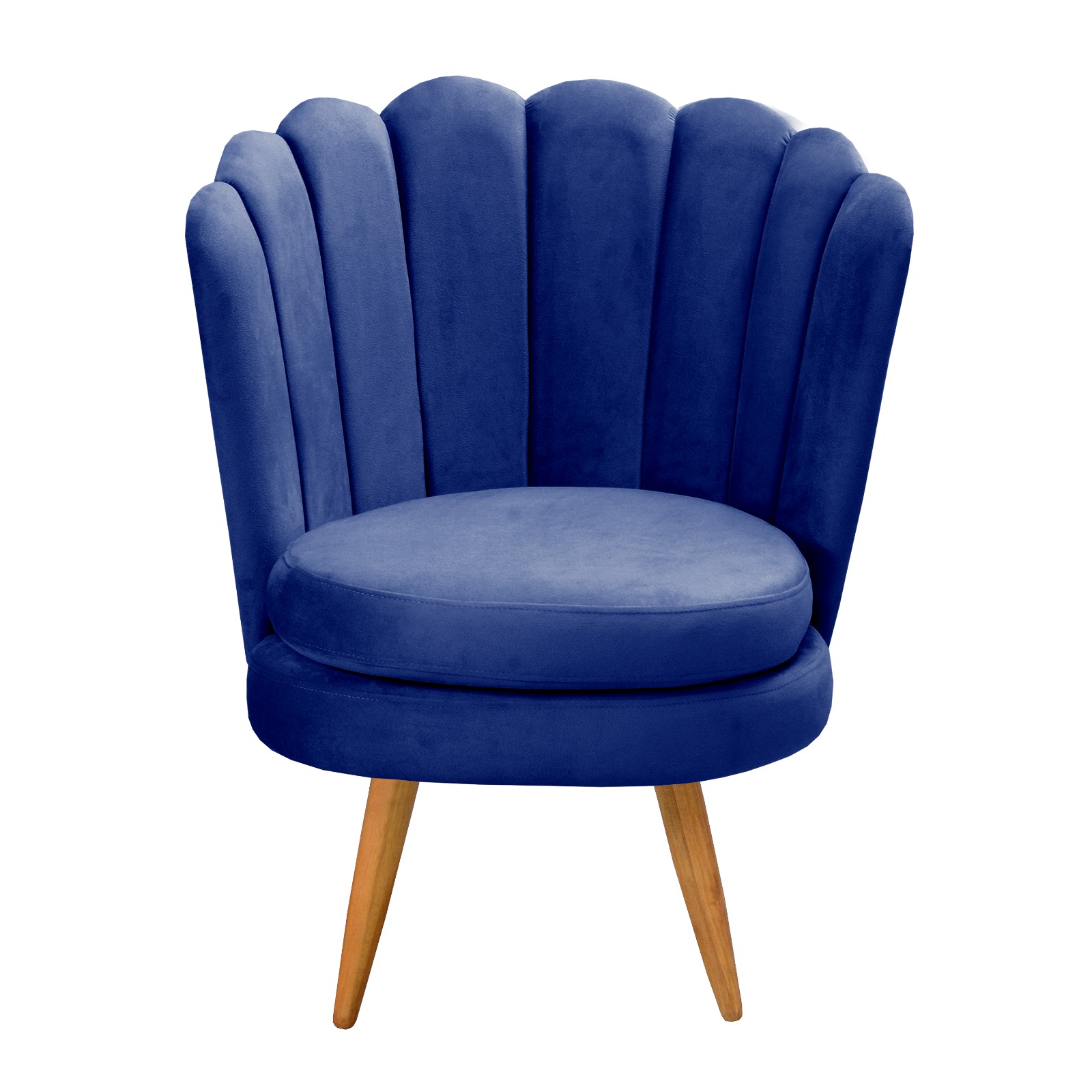 Kit 02 Poltronas Decorativa Pétala Pés Palito - Suede Azul Marinho
