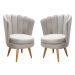 Kit 02 Poltronas Decorativa Pétala Pés Palito - Suede Bege