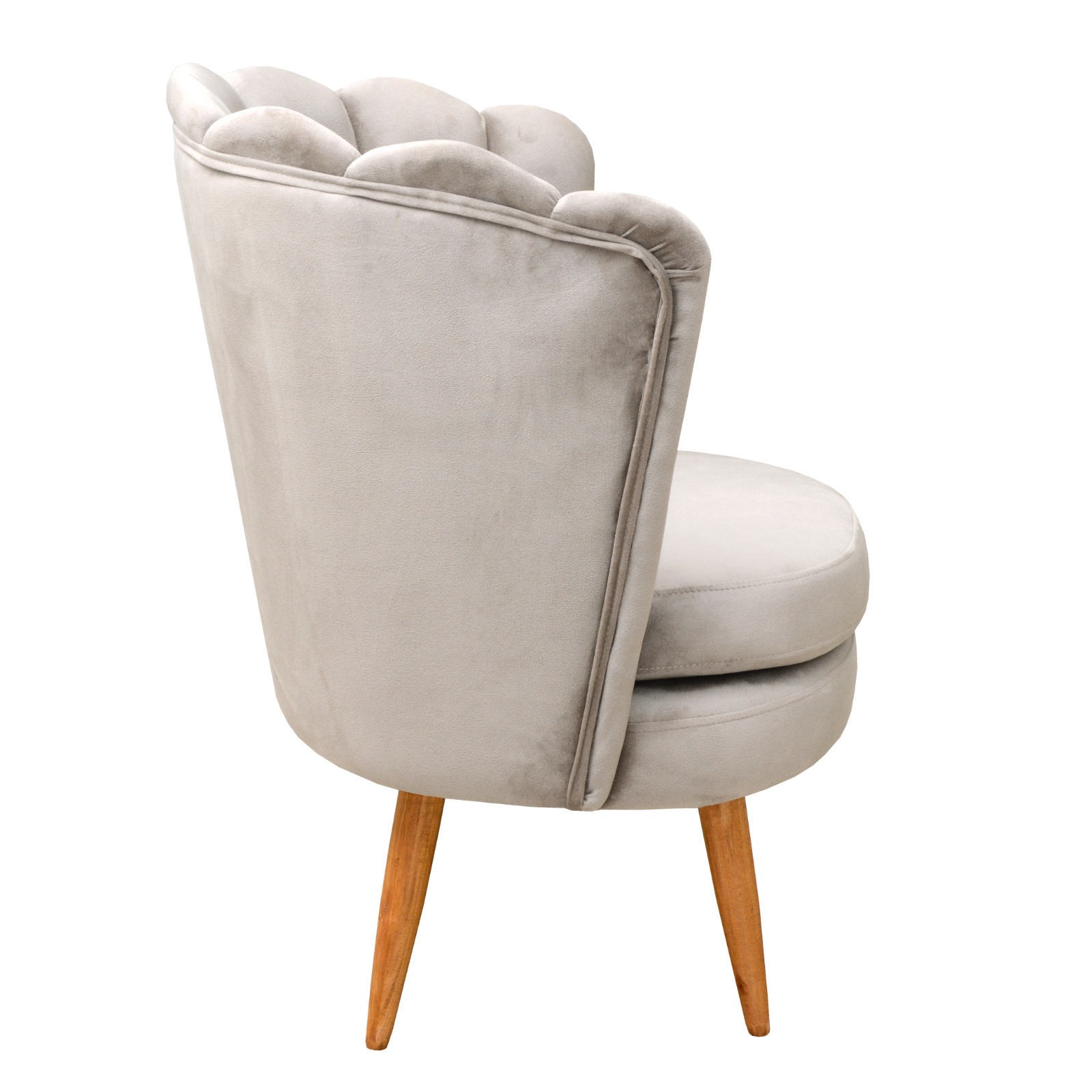 Kit 02 Poltronas Decorativa Pétala Pés Palito - Suede Bege
