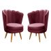 Kit 02 Poltronas Decorativa Pétala Pés Palito - Suede Bordô