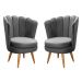Kit 02 Poltronas Decorativa Pétala Pés Palito - Suede Cinza
