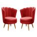 Kit 02 Poltronas Decorativa Pétala Pés Palito - Suede Vermelho