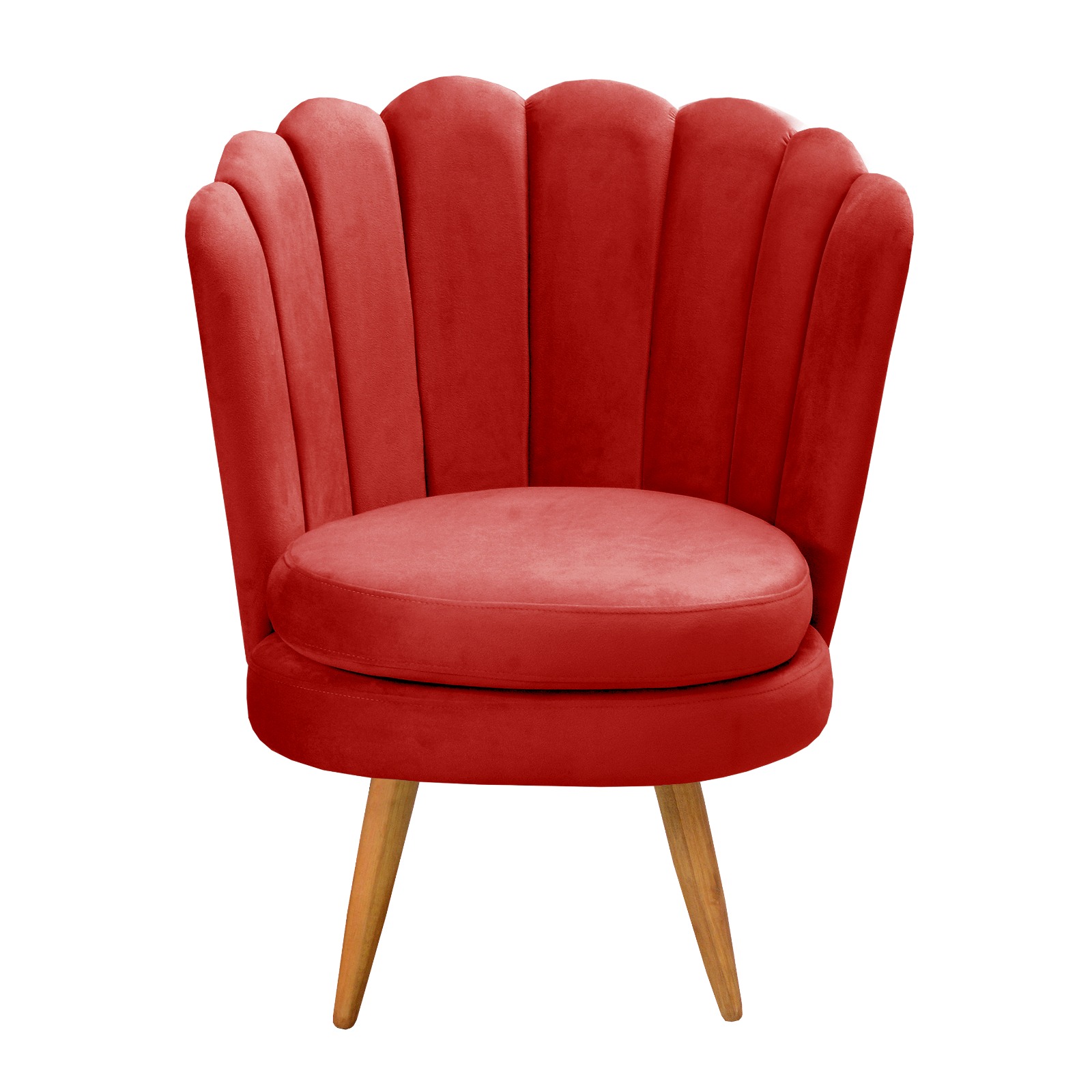 Kit 02 Poltronas Decorativa Pétala Pés Palito - Suede Vermelho