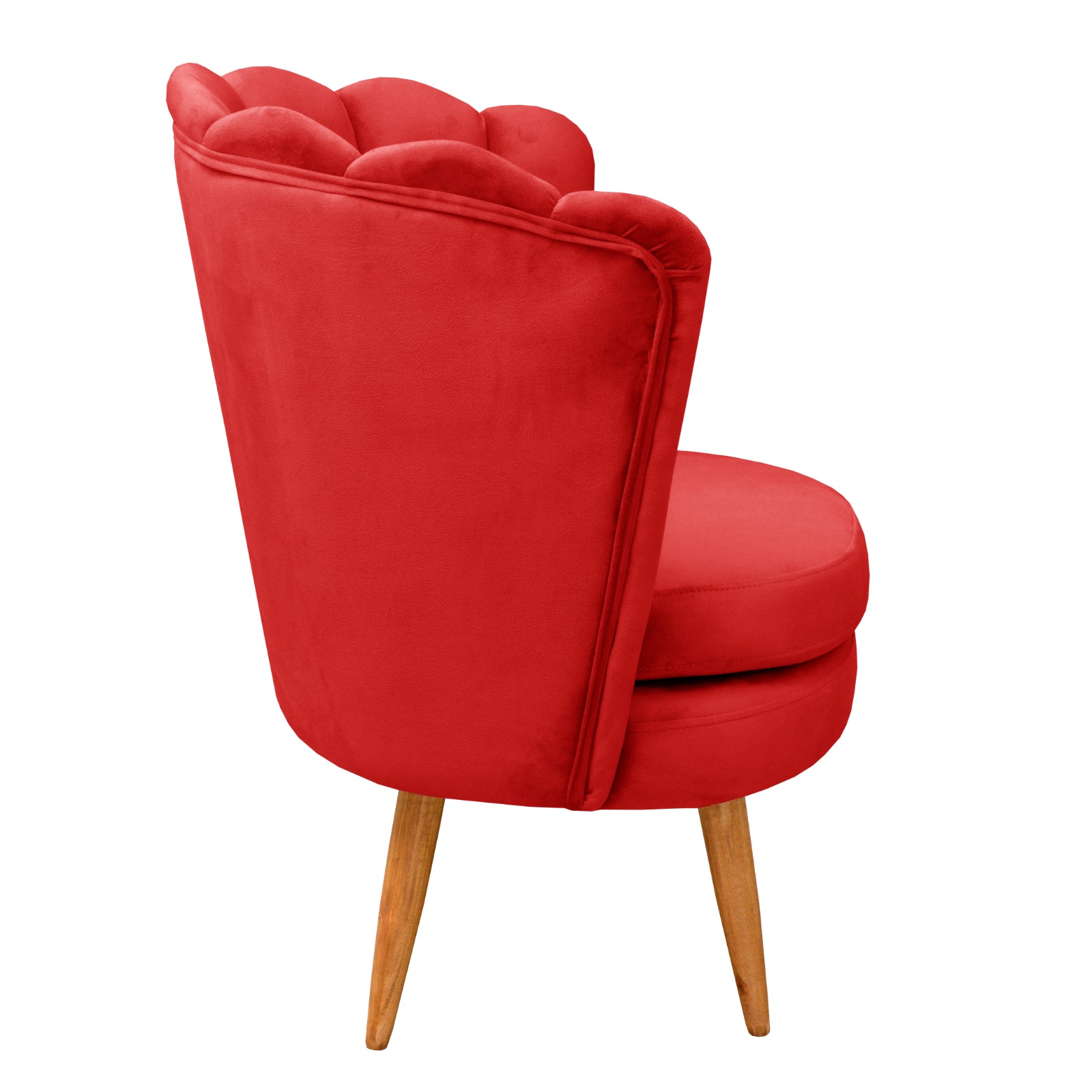 Kit 02 Poltronas Decorativa Pétala Pés Palito - Suede Vermelho