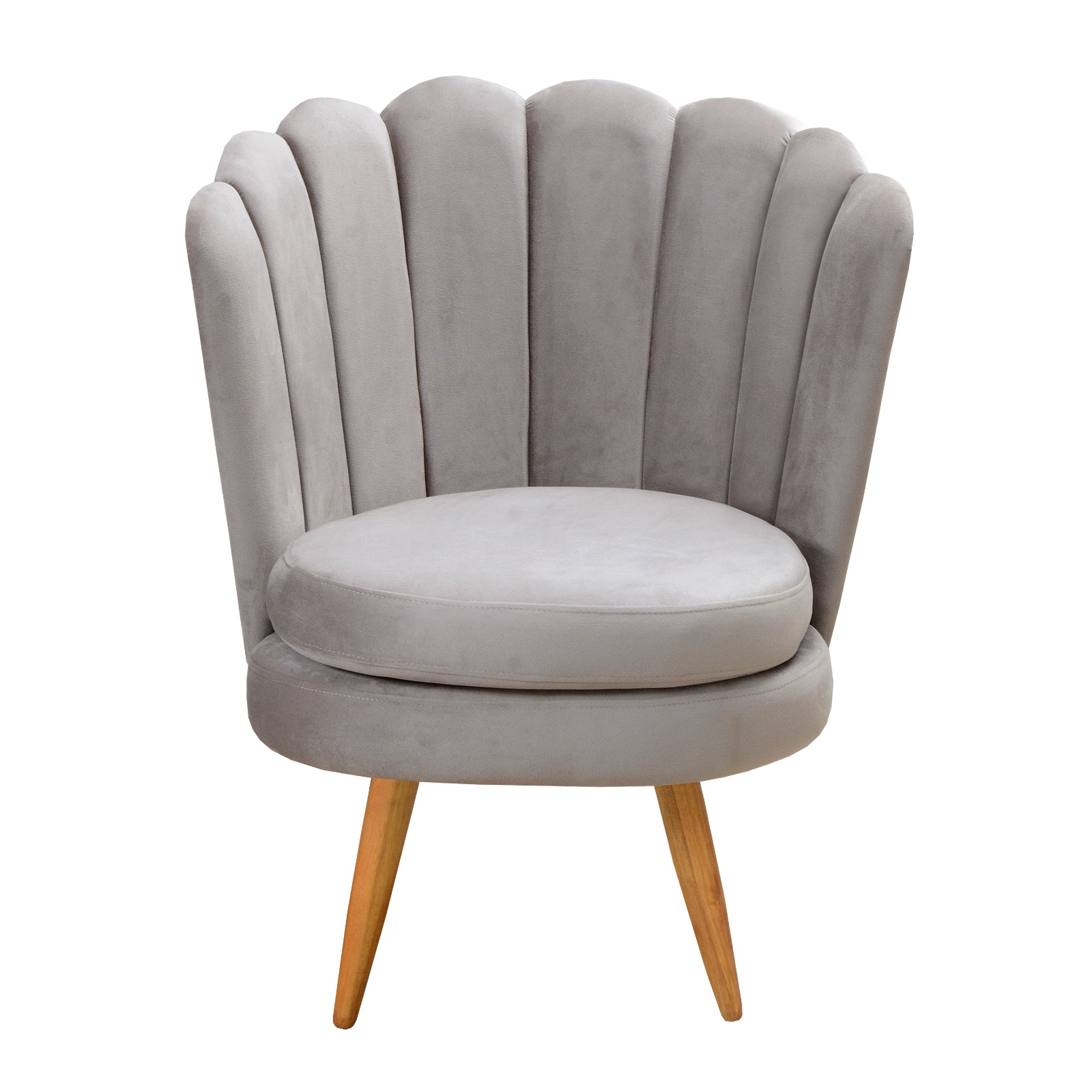 Kit 02 Poltronas Decorativa Pétala Pés Palito - Veludo Capuccino