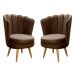 Kit 02 Poltronas Decorativa Pétala Pés Palito - Veludo Marrom