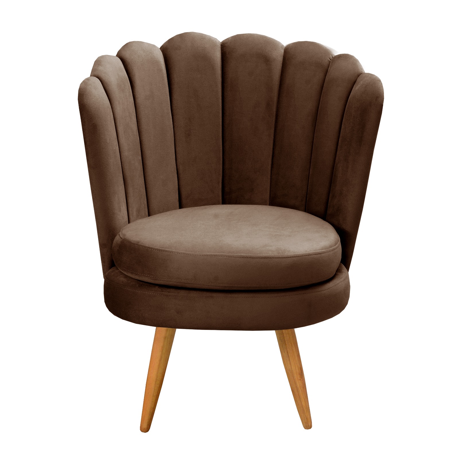 Kit 02 Poltronas Decorativa Pétala Pés Palito - Veludo Marrom