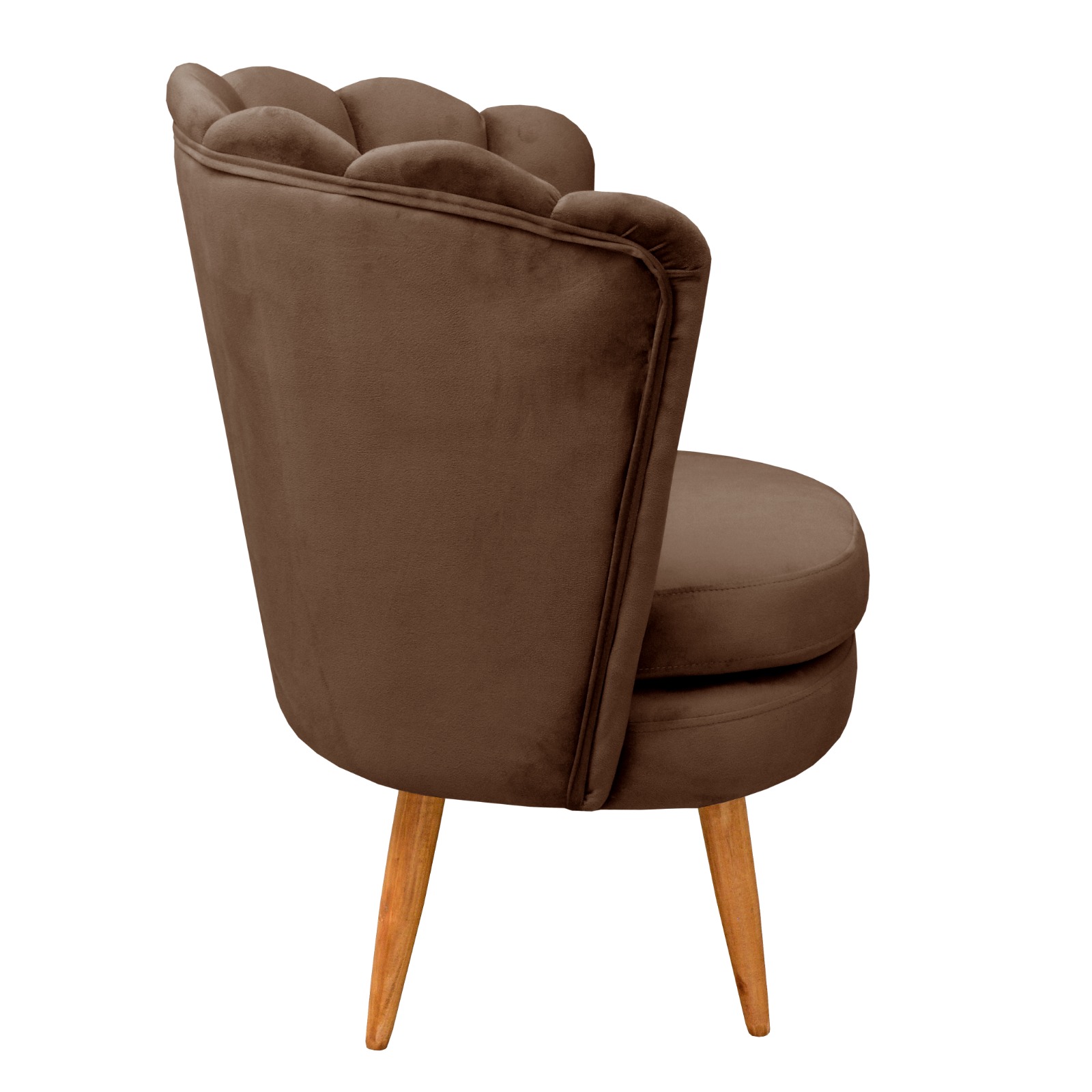 Kit 02 Poltronas Decorativa Pétala Pés Palito - Veludo Marrom