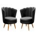 Kit 02 Poltronas Decorativa Pétala Pés Palito - Veludo Preto