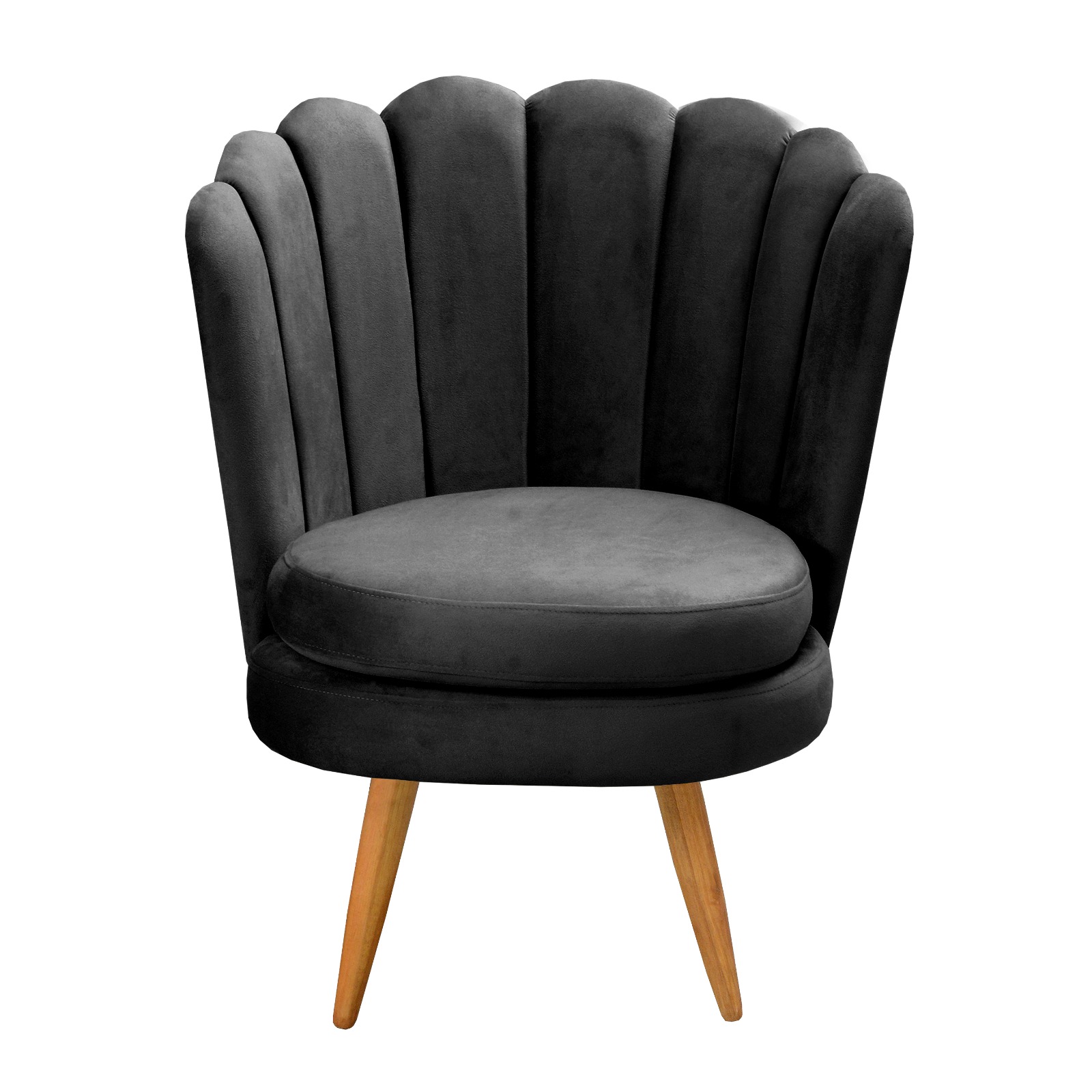 Kit 02 Poltronas Decorativa Pétala Pés Palito - Veludo Preto