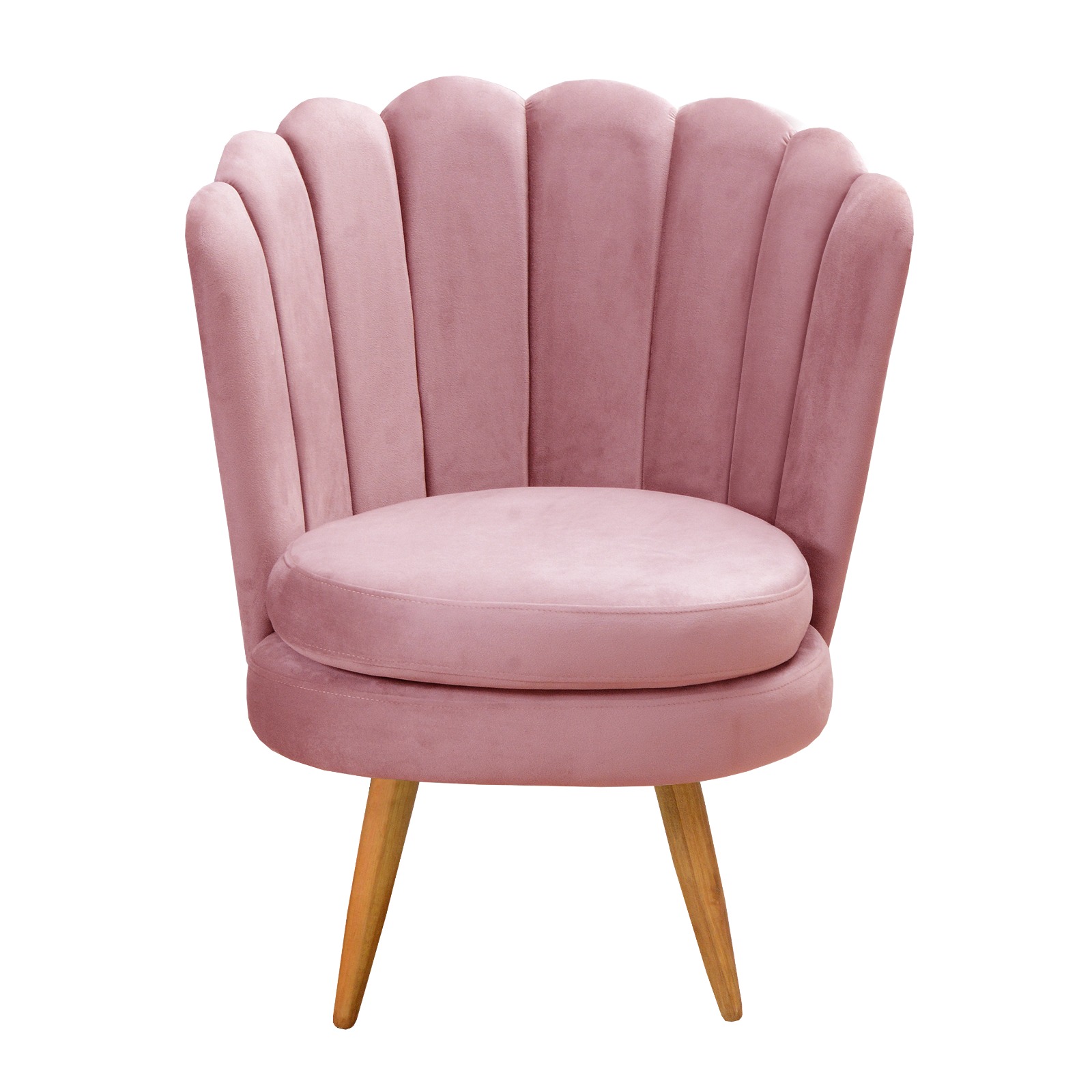 Kit 02 Poltronas Decorativa Pétala Pés Palito - Veludo Rosê