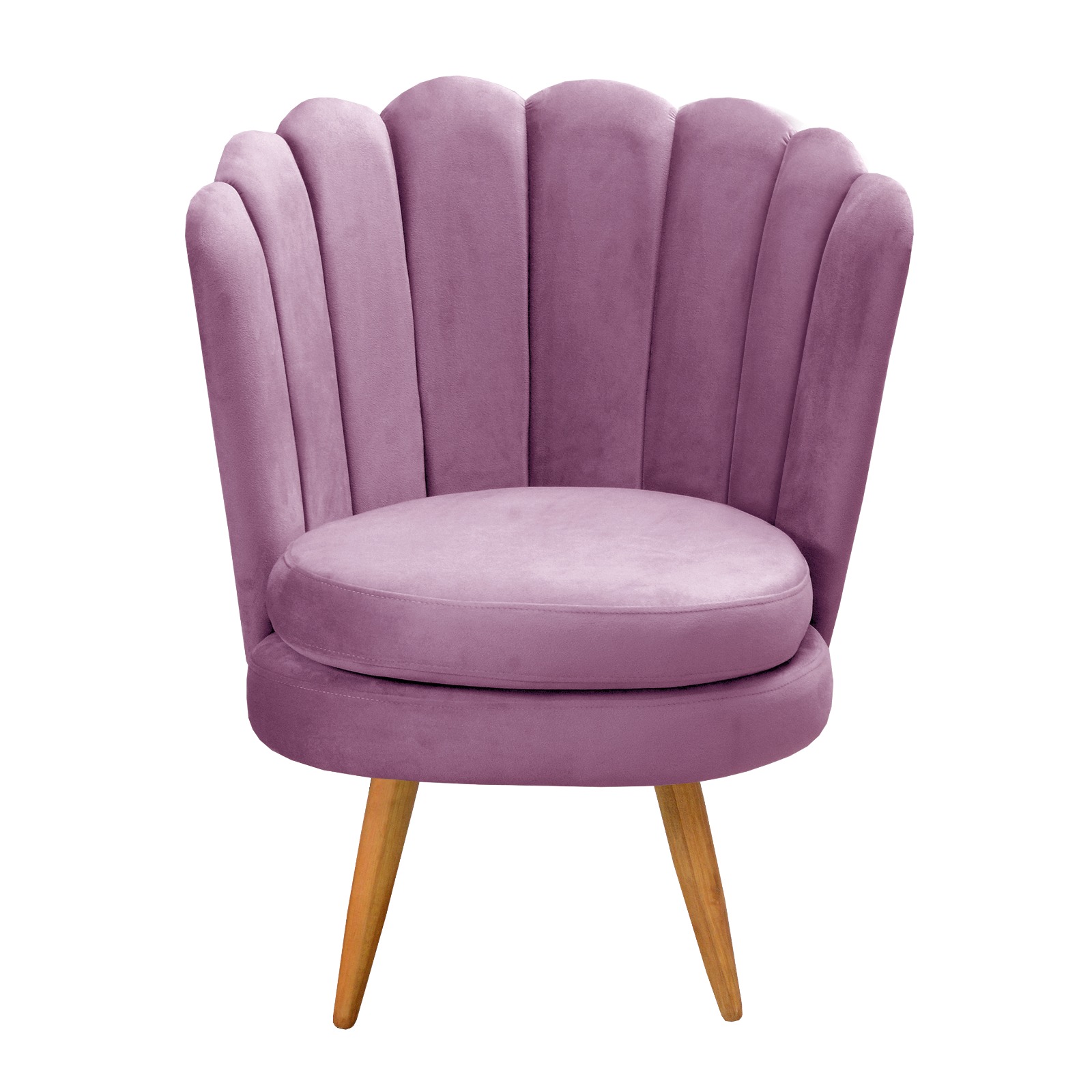 Kit 02 Poltronas Decorativa Pétala Pés Palito - Veludo Roxo