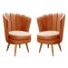 Kit 02 Poltronas Decorativa Pétala Pés Palito - Veludo Terracota