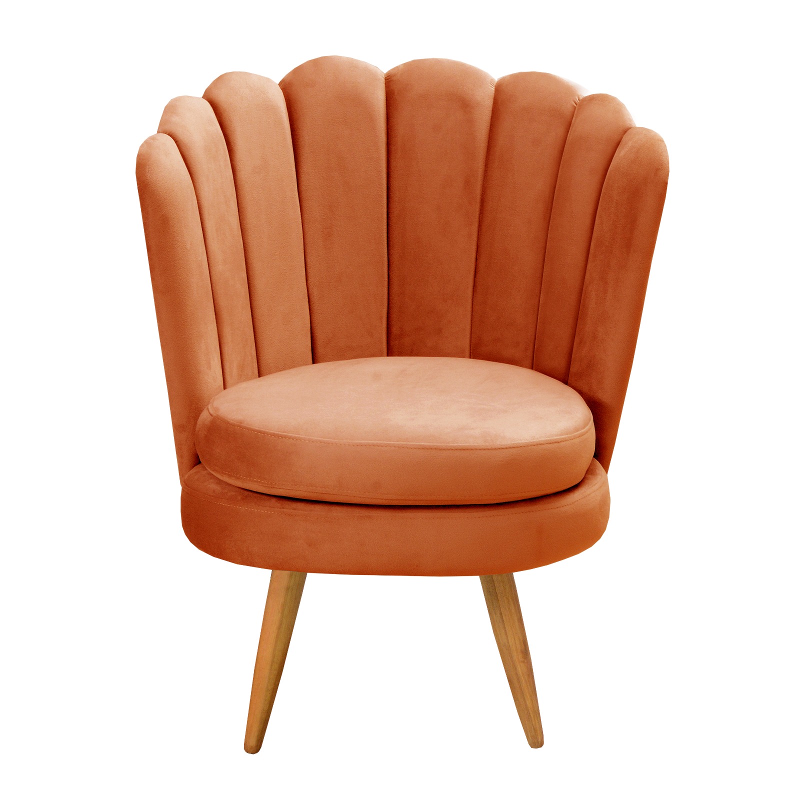 Kit 02 Poltronas Decorativa Pétala Pés Palito - Veludo Terracota