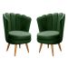 Kit 02 Poltronas Decorativa Pétala Pés Palito - Veludo Verde