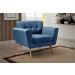 Kit 02 Poltronas Decorativas Bruna Para Sala Pequena Recepção - Linho Azul
