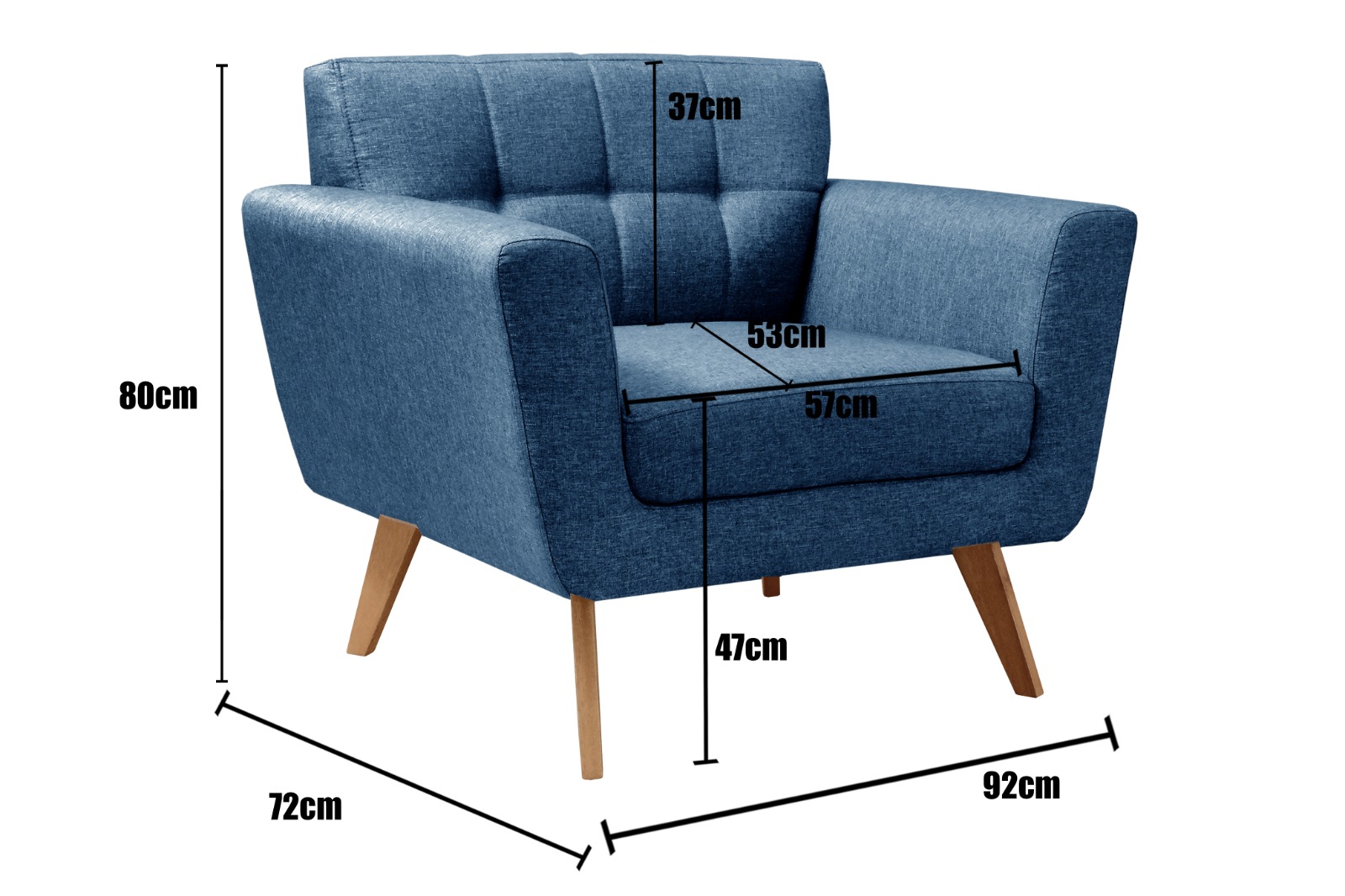 Kit 02 Poltronas Decorativas Bruna Para Sala Pequena Recepção - Linho Azul