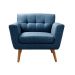 Kit 02 Poltronas Decorativas Bruna Para Sala Pequena Recepção - Linho Azul