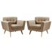 Kit 02 Poltronas Decorativas Bruna Para Sala Pequena Recepção - Linho Marrom