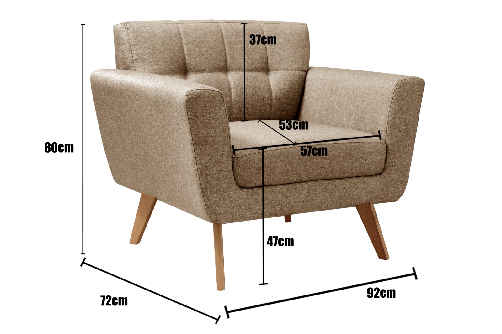 Kit 02 Poltronas Decorativas Bruna Para Sala Pequena Recepção - Linho Marrom